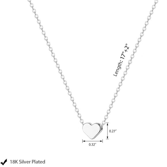 Cute Heart Necklace Tiny 18k Gold/Silver Heart Pendant Choker Necklaces Small Go - Picture 2 of 7